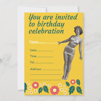 40 und fabelhaft Elegant Vintager Geburtstag Blume Einladung