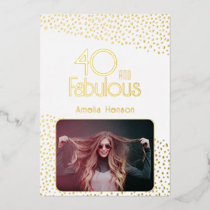 40 und Fabelhaft Foto 40. Geburtstag Goldfolie Kar Folieneinladung