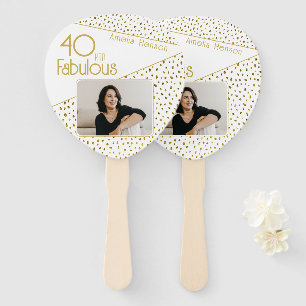 40 und Fabelhaft Gold Glitter Foto 40. Geburtstag  Fächer