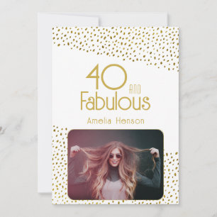 40 und Fabelhaft Gold Glitter Foto 40. Geburtstag Karte