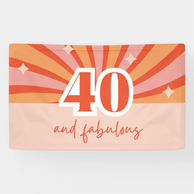 "40 und fabelhaft", Retro-Geburtstagsbanner Banner (Horizontal)