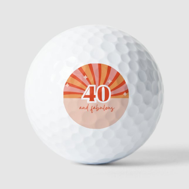 "40 und fabelhaft", Retro hell Pfirsich klein Golfball (Vorderseite)