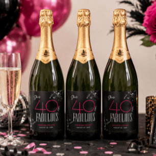 40 und Fabelhaft Schwarzes Rosa Glam Funkelnder Ge