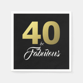 40 und fabelhafte Black and Gold Geburtstagsparty Serviette