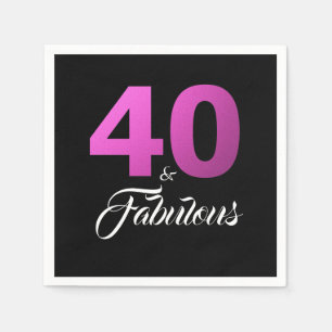 40 und fabelhafte Black and Pink Geburtstagsparty Serviette