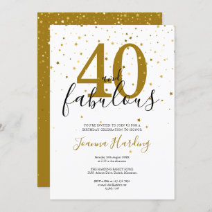 40 und fabelhafte Elegant Gold und Black Birthday Einladung