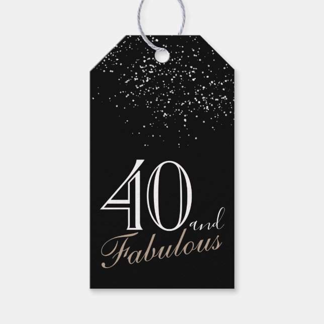 40 und fabelhafte Elegant Script Black 40. Geburts Geschenkanhänger (Vorderseite)
