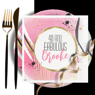 40 und fabelhafte Geburtstag Pink Gold Sparkle Sch Serviette