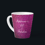 40 und fabelhafte Geburtstag Pink Lila Glitzer Gir Milchtasse<br><div class="desc">Mit hübschem,  gürtelnem und wunderschönem rosa lila glitzernden Hintergrund und personalisierter Textvorlage für den Namen,  den Sie bearbeiten können,  ist dies perfekt für die 40. Geburtstagsfeiern oder Geschenke!</div>