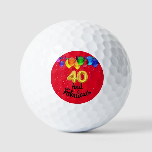 40 und fabelhafte Geburtstagsballons Golfball (Vorderseite)