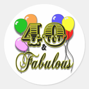 40 und fabelhafte Geburtstagsgeschenke und Bekleid Runder Aufkleber