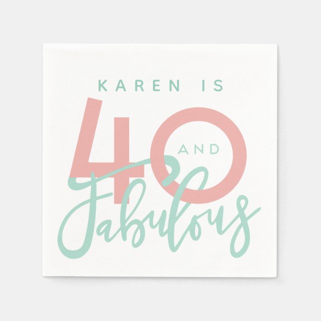 40 und fabelhafte Geburtstagsnapkins Serviette (Vorderseite)