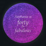 40 und fabelhafte Geburtstagszeit Pink Purple Glit Pappteller<br><div class="desc">Mit hübschem,  gürtelnem und wunderschönem rosa lila glitzernden Hintergrund und personalisierter Textvorlage für den Namen,  den Sie bearbeiten können,  ist dies perfekt für die 40. Geburtstagsfeiern!</div>