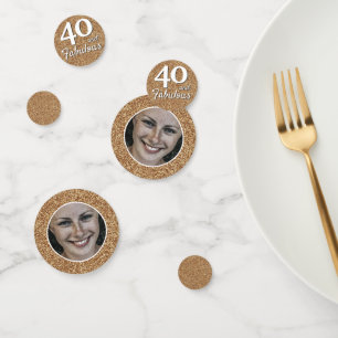 40 und fabelhafte Gold Glitzer Foto 40. Geburtstag Konfetti