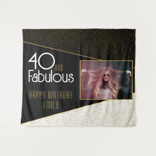 40 und fabelhafte Gold Glitzer Foto 40. Geburtstag Wandteppich