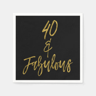 40 und fabelhafte Goldfolie Geburtstag Napkins Serviette
