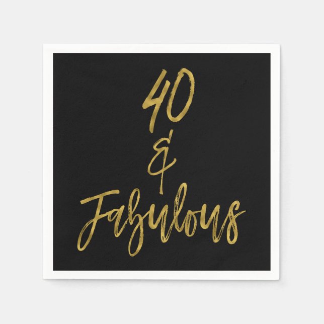 40 und fabelhafte Goldfolie Geburtstag Napkins Serviette (Vorderseite)