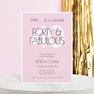 40 und fabelhafte moderne Pink 40 Geburtstagsparty Einladung