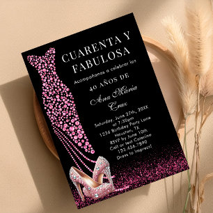 40 und fabelhafte Pink Glam Spanisch 40. Geburtsta Einladung