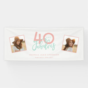 40 und fabelhafte rosa und minze Geburtstagsbanne Banner