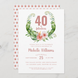 40 und fabelhafte rot rosa 40. Geburtstag Einladung