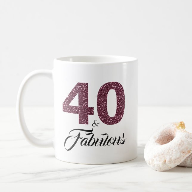 40 und fabelhafter Lila Glitzer 40. Geburtstag Kaffeetasse (Mit Donut)