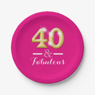 40 und fabelhafter rosa Goldgeburtstag Pappteller