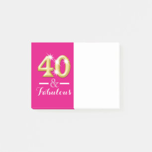 40 und fabelhafter rosa Goldgeburtstag Post-it Klebezettel