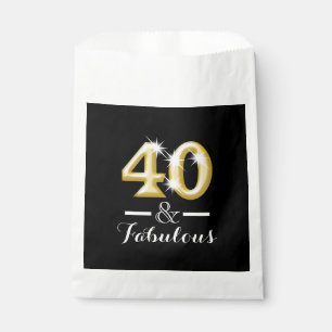 40 und fabelhafter schwarzer Goldgeburtstag Geschenktütchen
