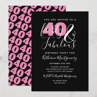 40 und fabelhaftes Elegant 40. Geburtstag Party Einladung
