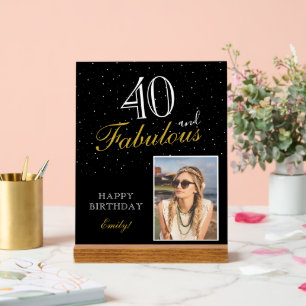 40 und fabelhaftes elegantes Black Birthday Foto Acrylschild