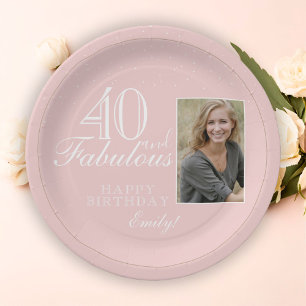 40. und fabelhaftes elegantes Pink 40. Geburtstags Pappteller