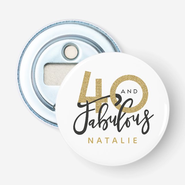 40 und fabelhaftes Gold u. schwarzes Flaschenöffner (Vorderseite)