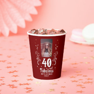 40 und fabelhaftes Laub Foto 40. Geburtstag  Pappbecher