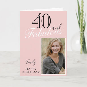 40 und fabelhaftes, modernes Blush Pink Geburtstag Karte