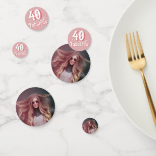 40 und fabelhaftes rosa Foto 40. Geburtstag Konfetti