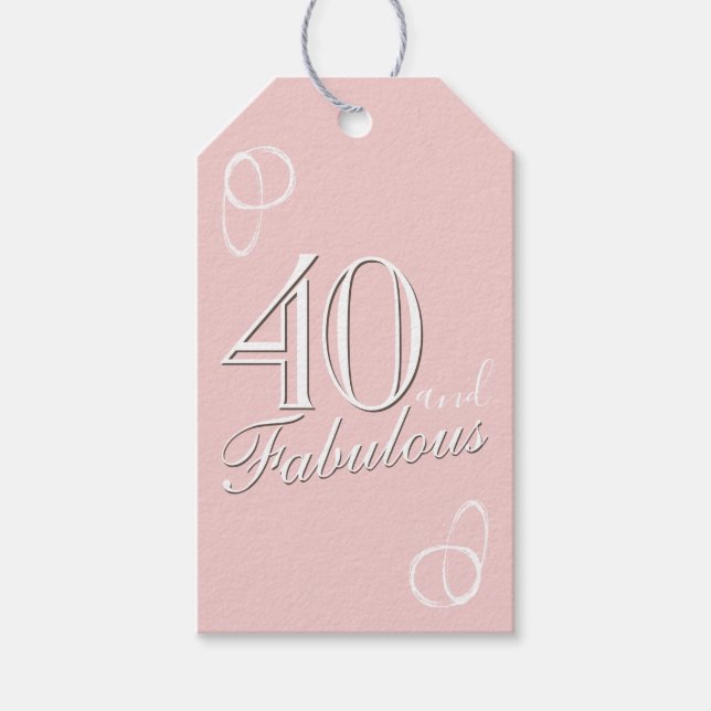 40 und fabelhaftes Script Blush Pink 40. Geburtsta Geschenkanhänger (Vorderseite)