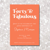 40 und Fabulous Apricot Fett Typografie Geburtstag