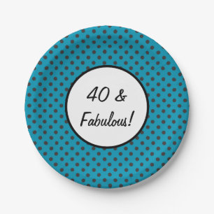 40 und Fabulous Blue Polka Dots Pappteller