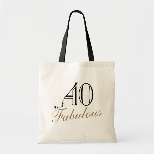 40 und Fabulous Elegant Black Script Geburtstag Tragetasche (Vorne)