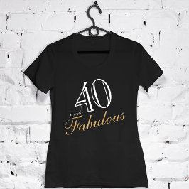 40 und Fabulous Elegant White Script Geburtstag T-Shirt