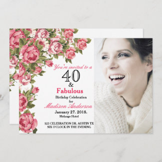 40 und Fabulous Floral | 40. Geburtstagseinladunge Einladung