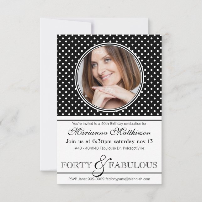 40 und Fabulous Foto Geburtstagsparty Einladung (Vorderseite)