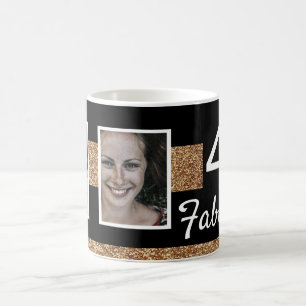 40 und fabulous Gold Glitzer 2 Foto 40. Geburtstag Kaffeetasse