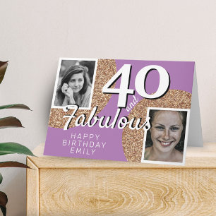 40 und fabulous Gold Glitzer 2 Foto 40. Geburtstag Karte
