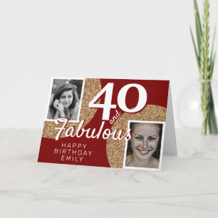 40 und fabulous Gold Glitzer 2 Foto 40. Geburtstag Karte