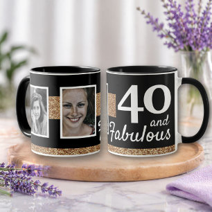 40 und fabulous Gold Glitzer 2 Foto 40. Geburtstag Tasse