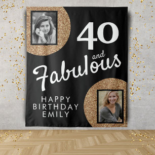 40 und fabulous Gold Glitzer 2 Foto 40. Geburtstag Wandteppich
