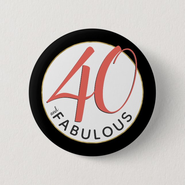 40 und fabulous Gold Schwarz-weiß Lachs Tropical Button (Vorderseite)