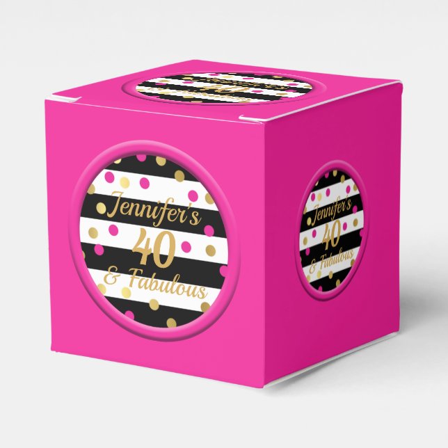 40 und Fabulous Hot Pink Cupcake Box Geschenkschachtel (Vorderseite)
